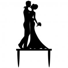 Лазерная резка свадебного торта топпер жених и невеста украшения торта силуэт