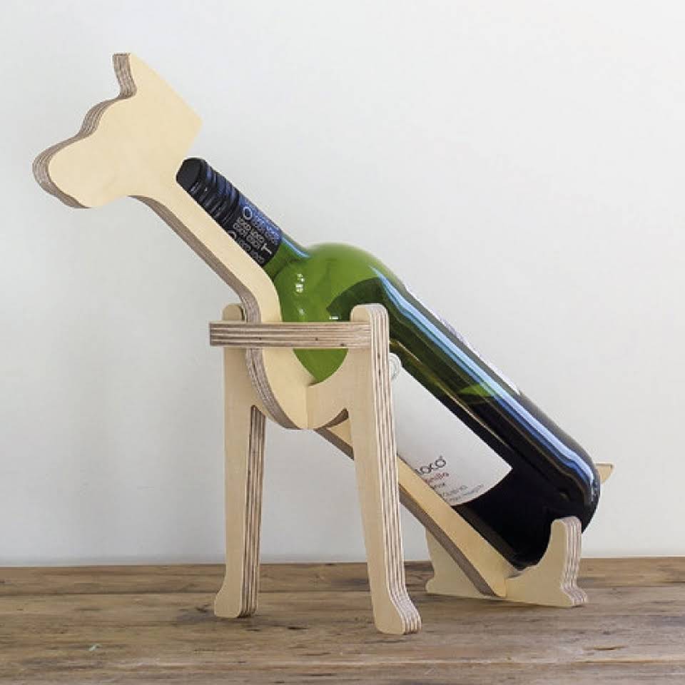 Porte-bouteille de vin chien découpé au laser 10 mm