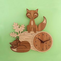 Laser Cut Clock with Fox Free Vector