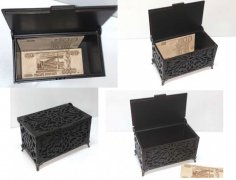Modello di scatola di legno intagliato con taglio laser