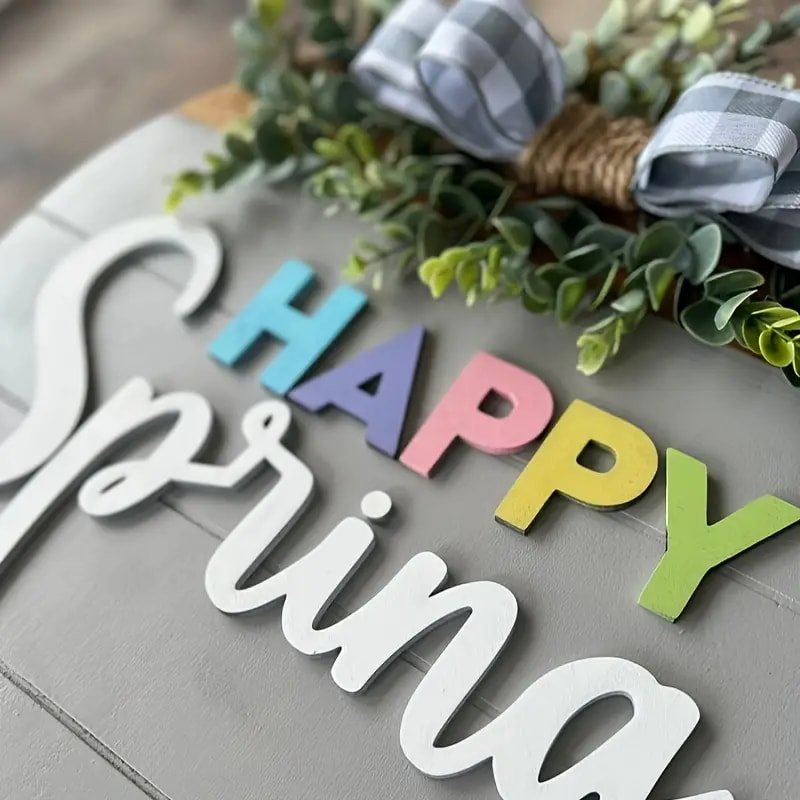Laser Cut Spring Summer Classic Round Wood Door Hanging Decoration