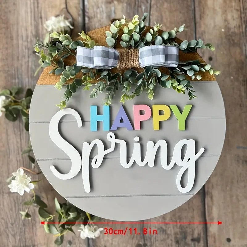 Laser Cut Spring Summer Classic Round Wood Door Hanging Decoration