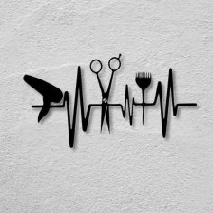Laser Cut Heartbeat Hairdresser Wall Decor