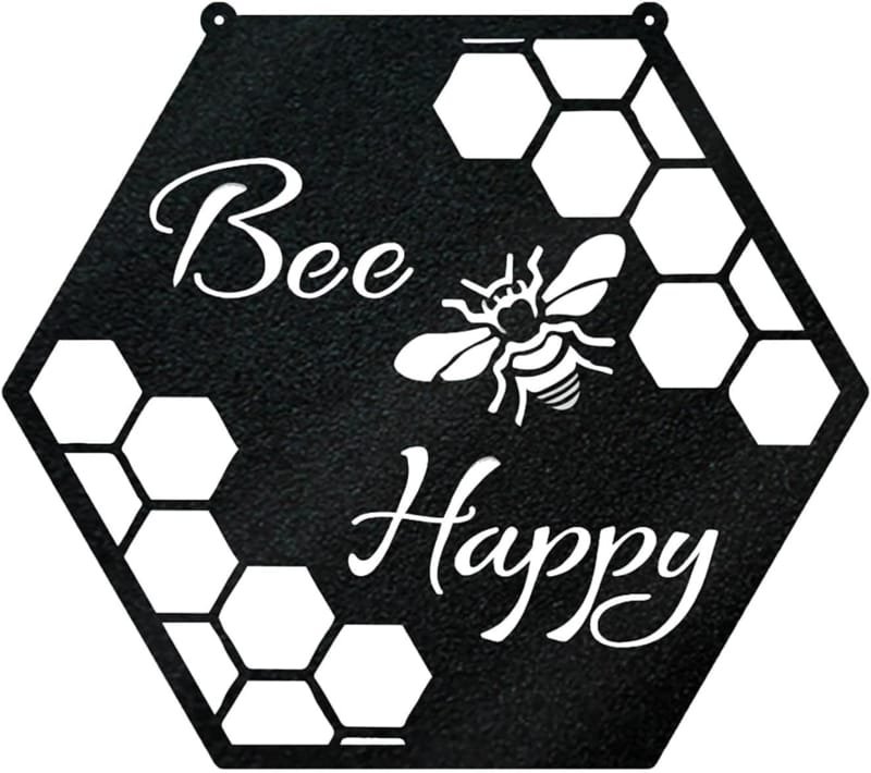 Laser Cut Bee Happy Metal Bee Wall Hanging Sign
