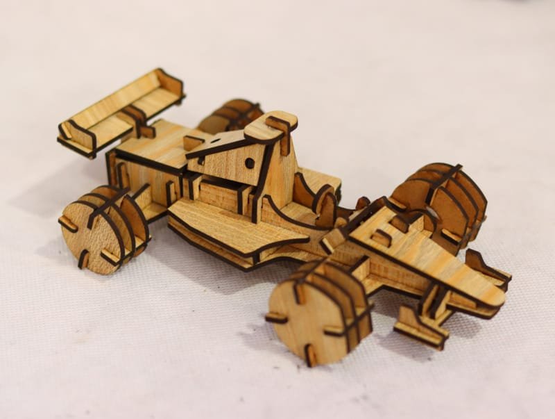 Laser Cut Wooden Formula 1 Racing Car 3D Model