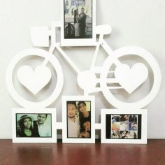 Laser Cut Bicycle Photo Frame Couple Cycle Shape Heart Photo Frame