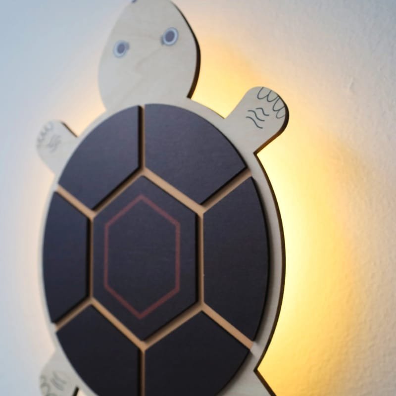 Laser Cut Turtle Wooden Nursery Wall Light – Decorative Wall Light for Kids Room