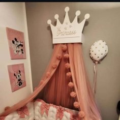 Laser Cut Princess Bed Crown Canopy Nursery Girls Room Decor