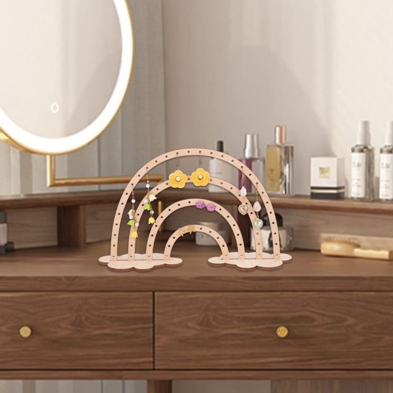 Laser Cut Earring Holder Rainbow Earrings Display Wood Earring Stand Jewelry Hanging Organizer