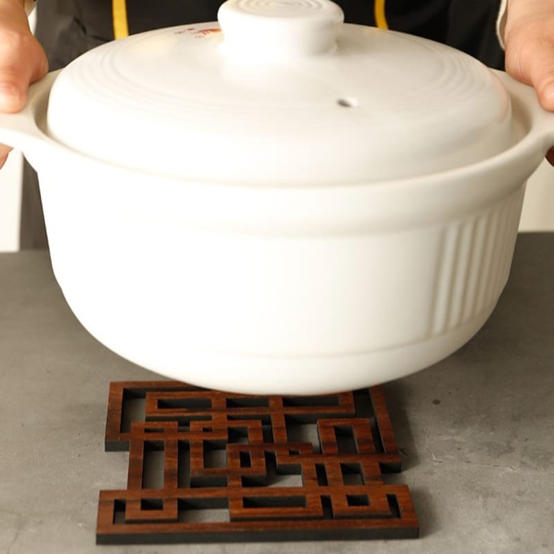 Laser Cut Wood Heat Mat – Modern Design Trivet Set