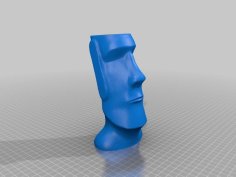 Moai Head Flower Pot / Pen Holder 3D Printer Model