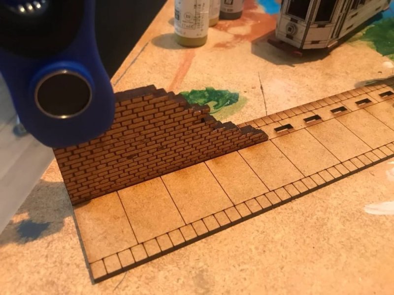 Laser Cut Brick Wall With Sidewalk DXF File