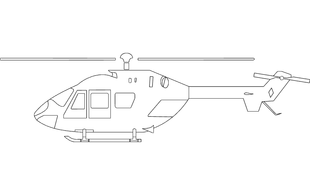 हेलीकाप्टर सिल्हूट dxf फ़ाइल