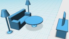 Mini Living Room Set 3D Printer Model