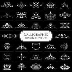 Calligraphic Design Elements Set Free Vector