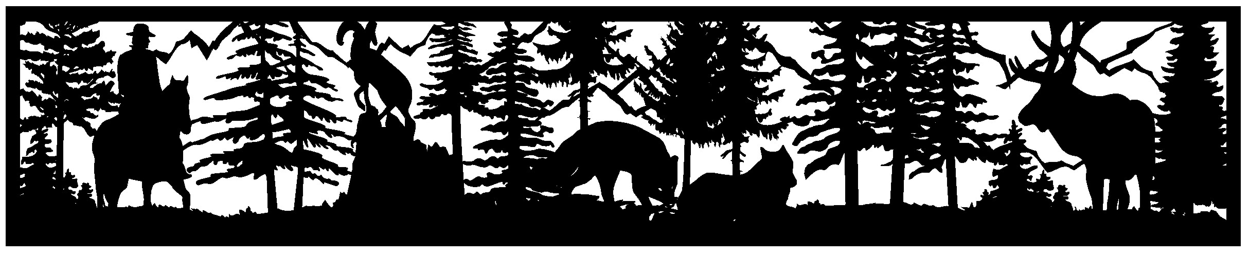 28×144 Horseman Ram Fox Elk Mountains Plasma Art DXF File