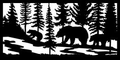 30 X 60 Trzy niedźwiedzie Rzeka Plasma Metal Art