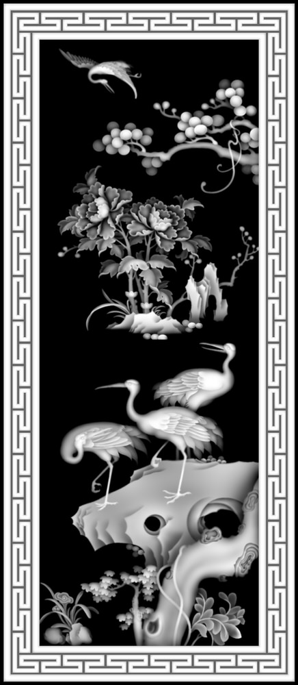 Paysage d'oiseaux Image en niveaux de gris