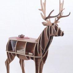 Wood Bookshelf Deer Shape Laser Cut Free Vector