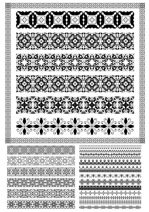 Set of Lace Vector Borders Free Vector