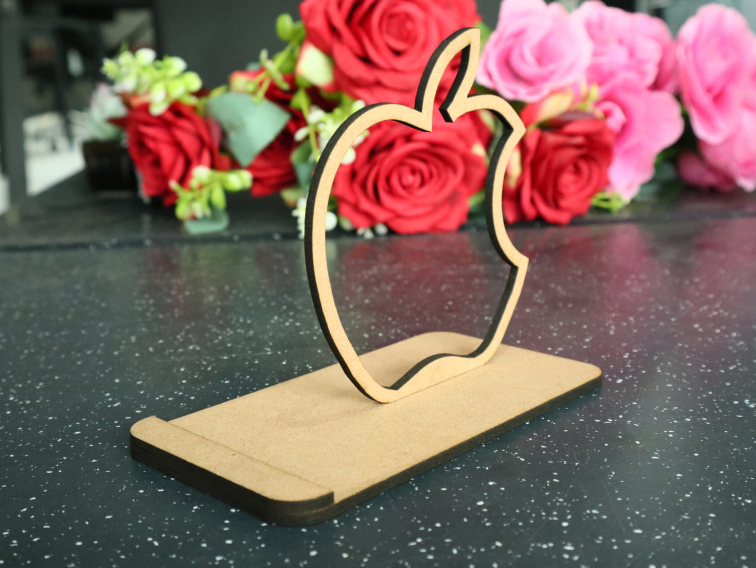 Laser Cut Apple Logo iPhone Stand Free Vector