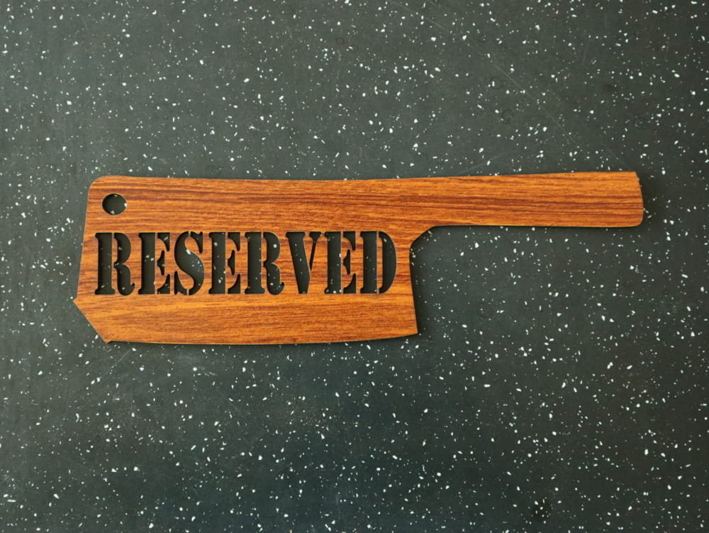 Laser Cut Wooden Reserved Sign for Table Free Vector
