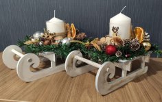 Laser Cut Sleigh Candle Holder Free Vector
