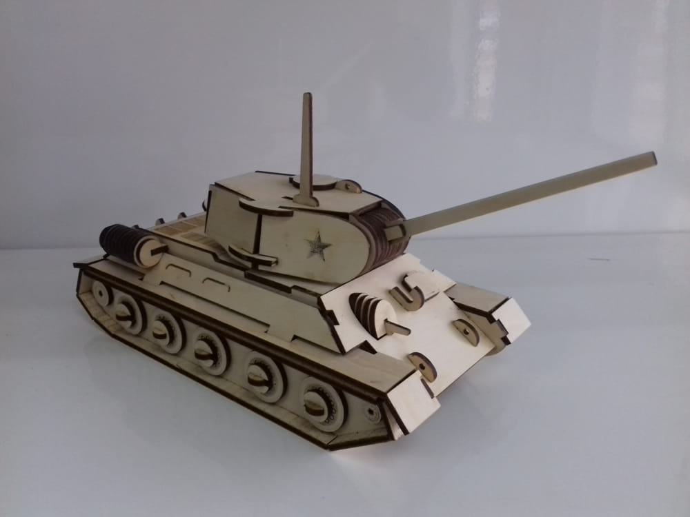 Laser Cut Heavy Tank Wooden Model Free Vector