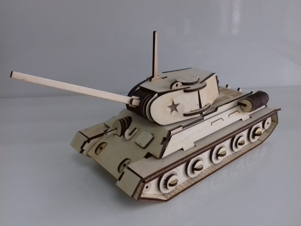 Laser Cut Heavy Tank Wooden Model Free Vector