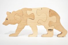 Bear Wooden Jigsaw Puzzle CNC Laser Cutting Plans DWG File