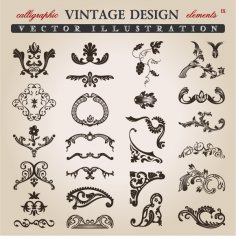 Elementos caligráficos de diseño vintage