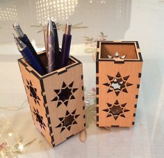 Laser Cut Wooden Pen Holder DXF File