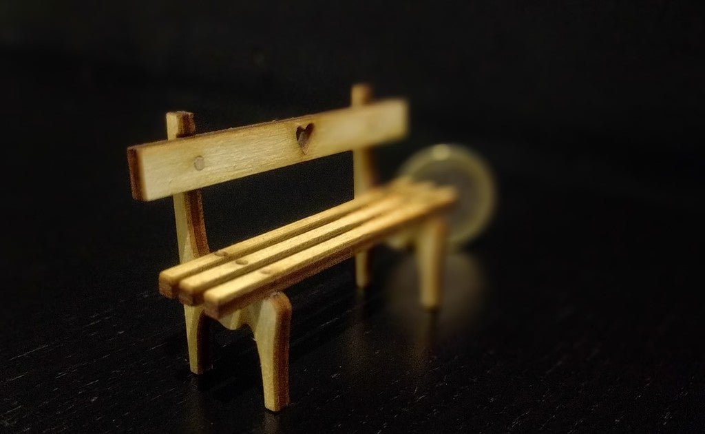 Laser Cut Tiny Bench 3mm Plywood DXF File