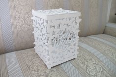Lasergeschnittene Hochzeitskartenbox aus Holz Geschenkkartenbox mit Deckel