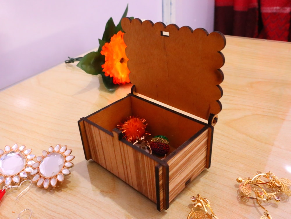 Laser Cut Double Heart Jewelry Box 3mm Free Vector