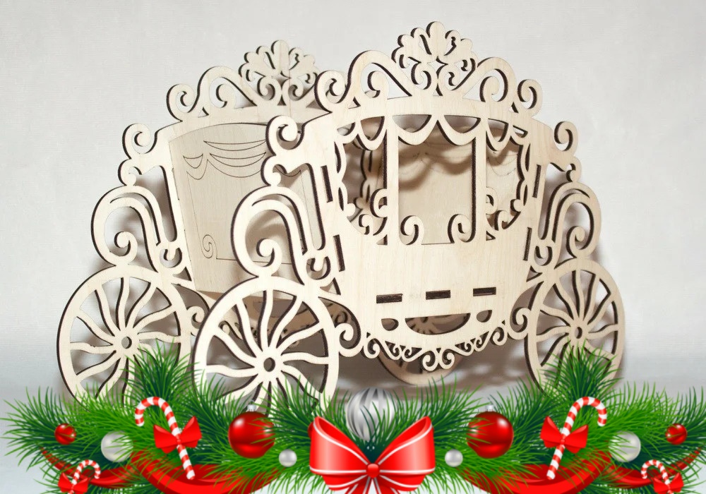 Laser Cut Carriage Flower Stand Candy Box Basket 4mm Free Vector