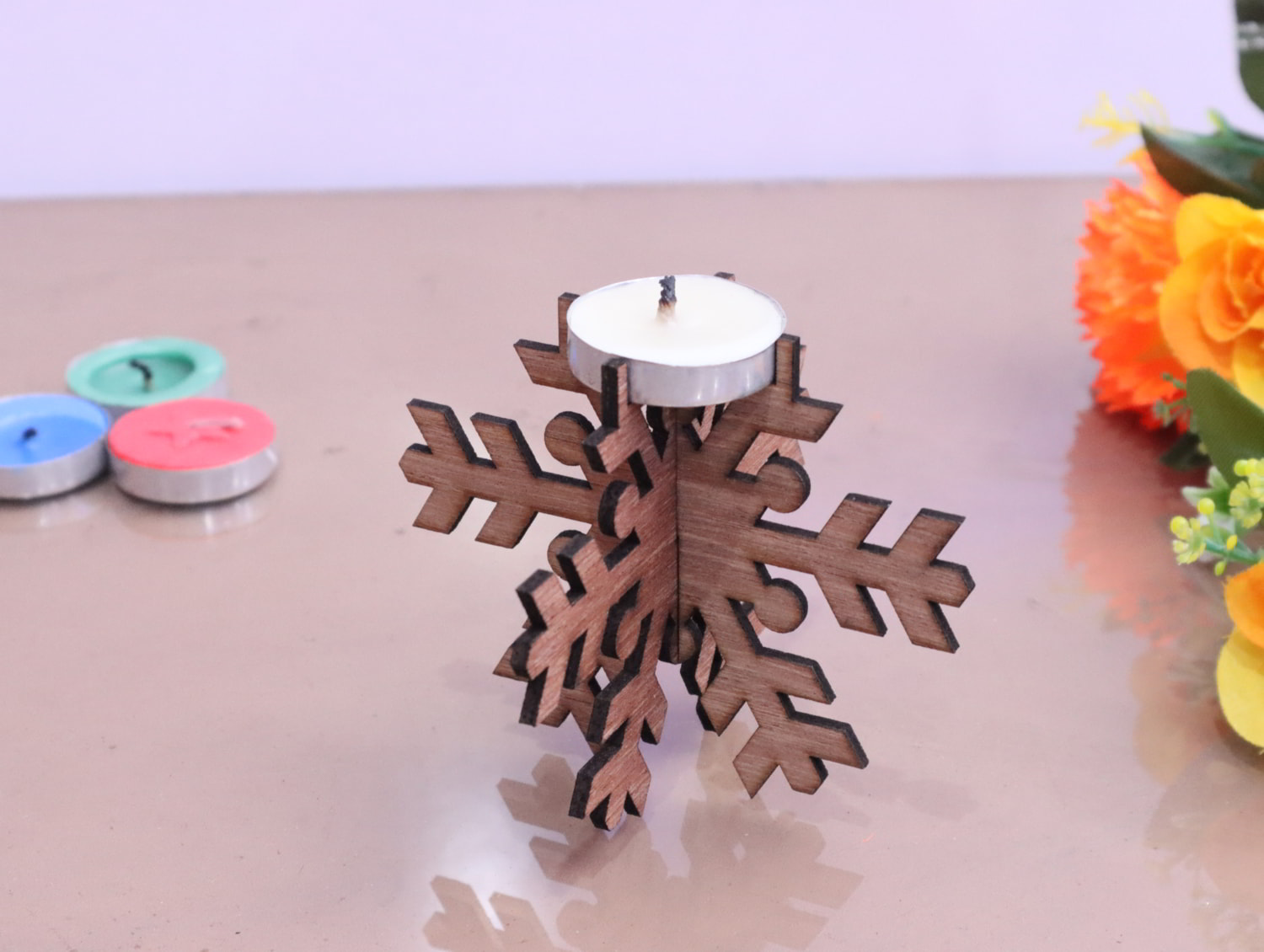 Laser Cut Snowflake Tealight Candle Holder 3mm Svg Dxf Cdr Ai Pdf Free Download 3264