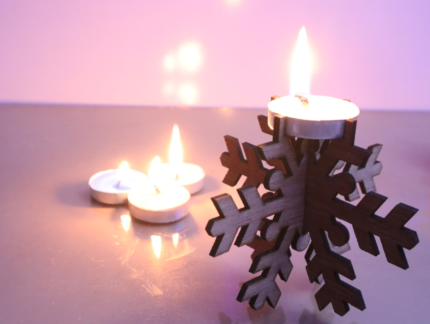 Laser Cut Snowflake Tealight Candle Holder 3mm Free Vector