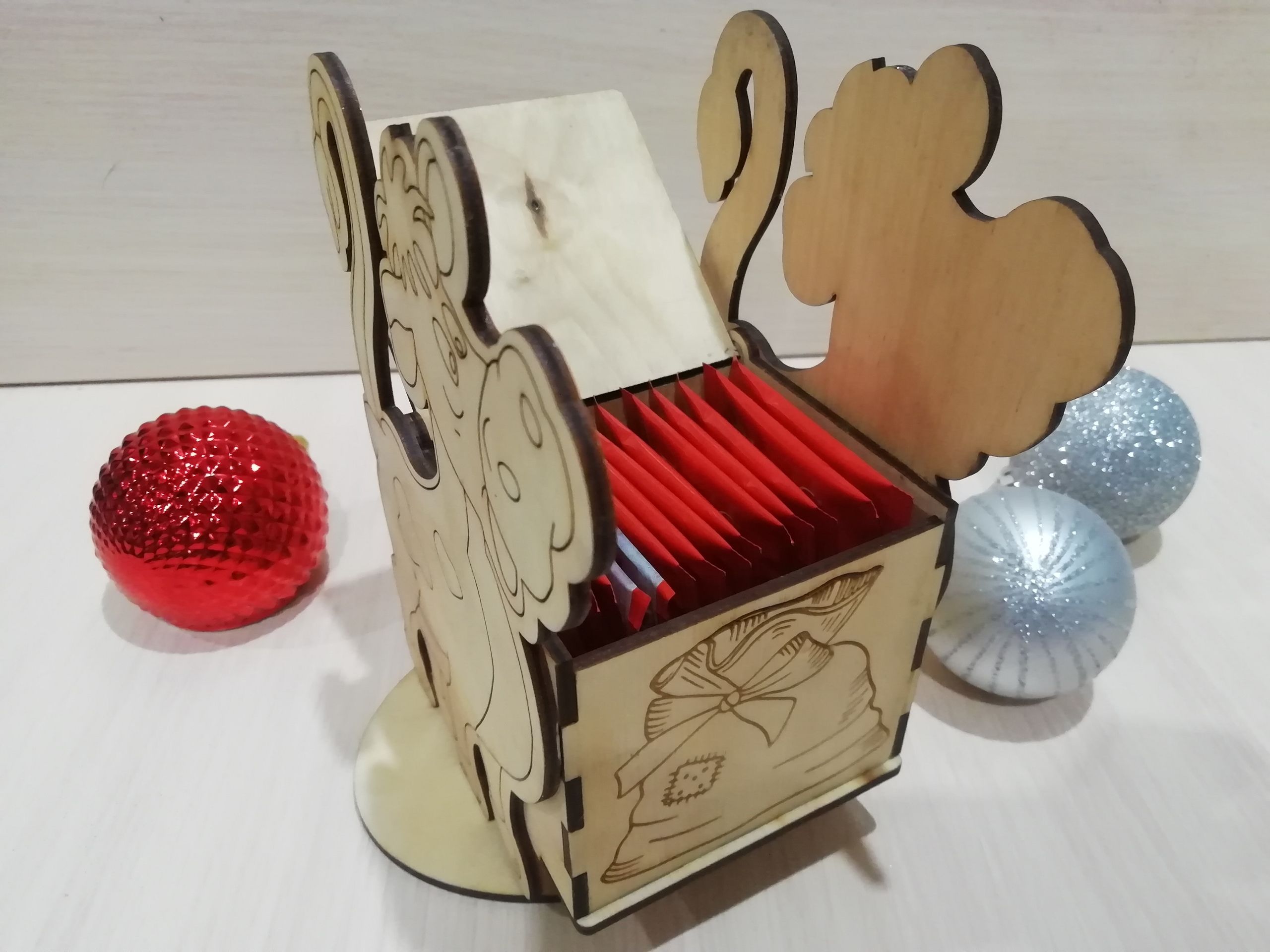 Laser Cut Wooden Tea Bag Storage Box Tea Bag Organizer 3mm Free Vector