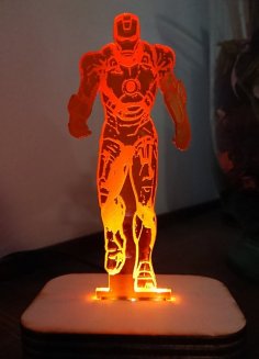 Luz noturna 3D Homem de Ferro com corte a laser