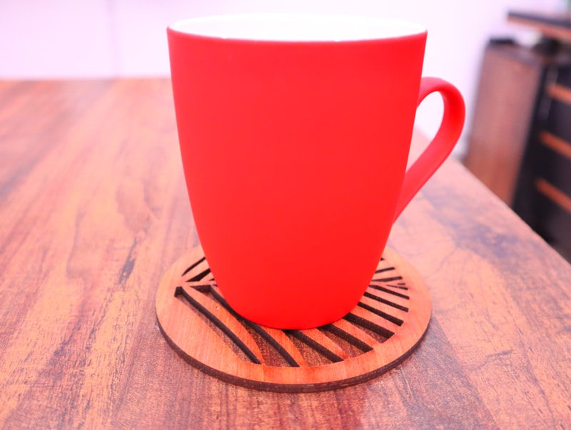 Laser Cut Round Floral Design Tea Coaster DXF File