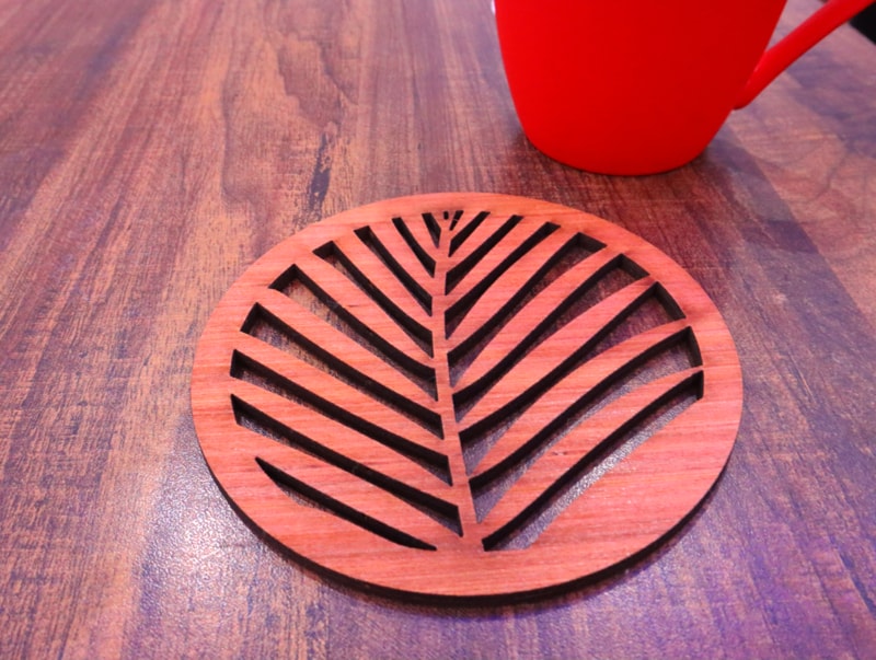 Laser Cut Round Floral Design Tea Coaster DXF File