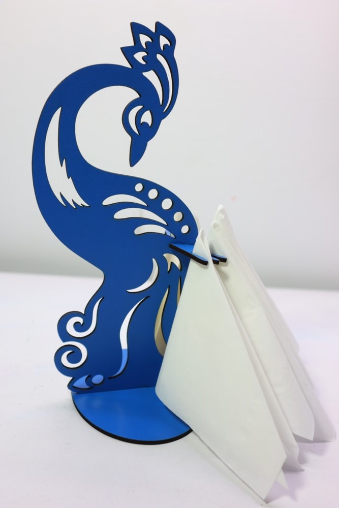 Laser Cut Peacock Napkin Holder DXF File