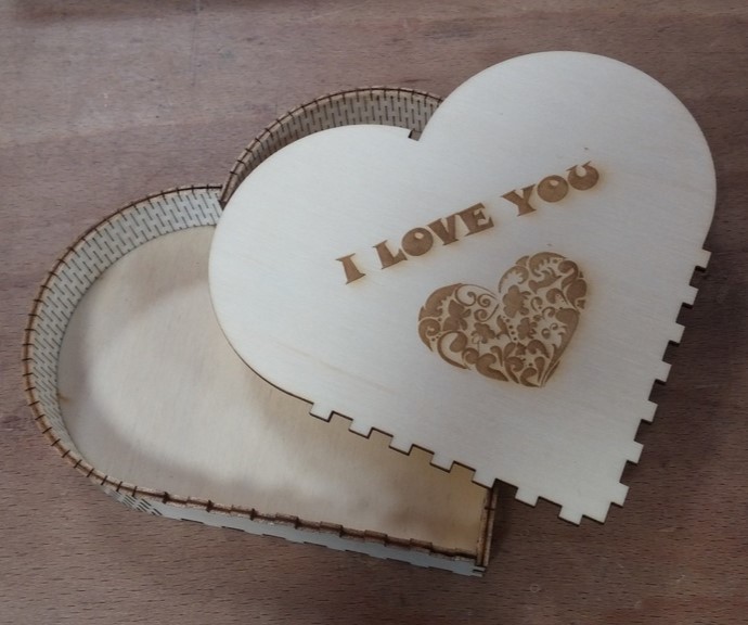 Laser Cut Wooden Blank Heart Shaped Box SVG File