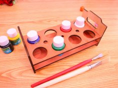 Laser Cut Wooden Paint Bottle Holder 4mm DXF File