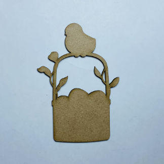 Laser Cut Unfinished Easter Basket With Baby Chick Wood Cutout Free Vector
