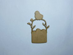 Laser Cut Unfinished Easter Basket With Baby Chick Wood Cutout Free Vector