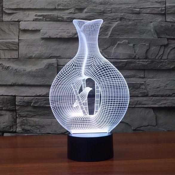 Laser Cut Vase 3D Led Night Light Free Vector