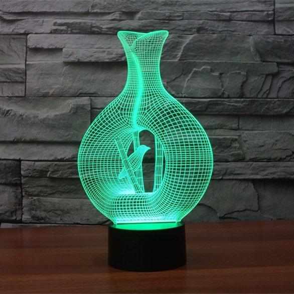 Laser Cut Vase 3D Led Night Light Free Vector