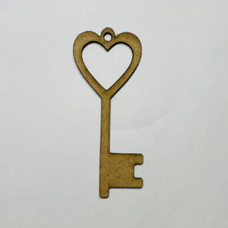 Laser Cut Heart Key Wood Shape For Craft Free Vector